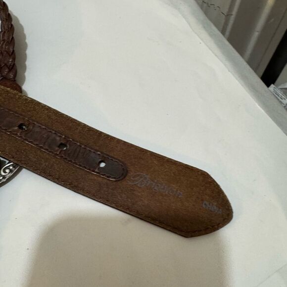 Womens Brighton Brown Braided Leather Concho Belt Size 32 Boho Western - Picture 4 of 8